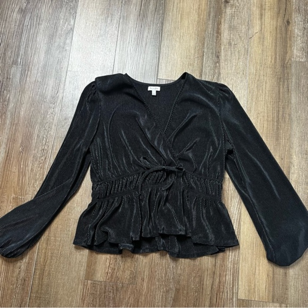 Love Fire Black Ribbed Long Sleeve Top